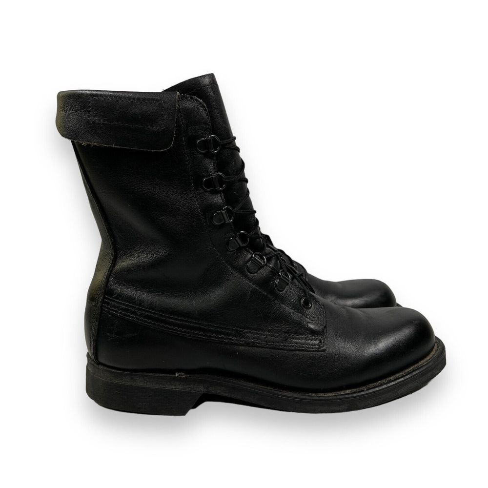 VTG 1999 Addison Shoe Company Mens 8 D Black Leather Biltrite Military Boot Shoe